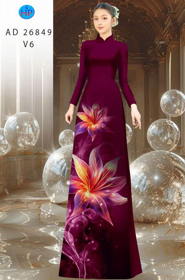 Vải Áo Dài Hoa In 3D AD 26849