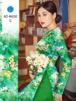 Vải Áo Dài Hoa In 3D AD 46030