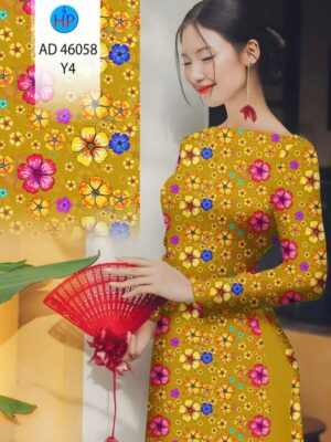 Vải Áo Dài Hoa In 3D AD 46058