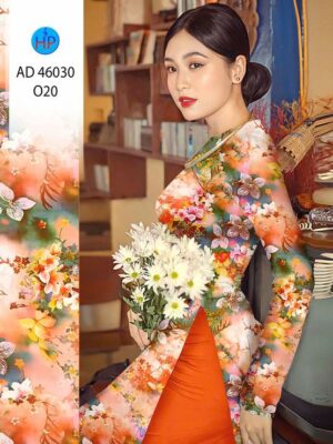 Vải Áo Dài Hoa In 3D AD 46030