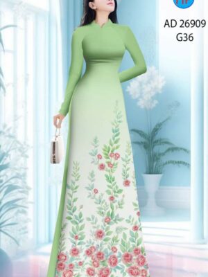 Vải Áo Dài Hoa Hồng AD 26909