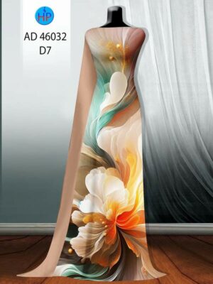 Vải Áo Dài Hoa In 3D AD 46032