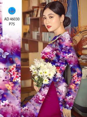 Vải Áo Dài Hoa In 3D AD 46030