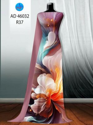 Vải Áo Dài Hoa In 3D AD 46032