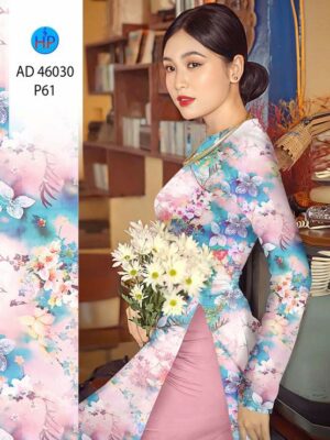 Vải Áo Dài Hoa In 3D AD 46030