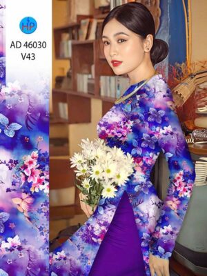 Vải Áo Dài Hoa In 3D AD 46030