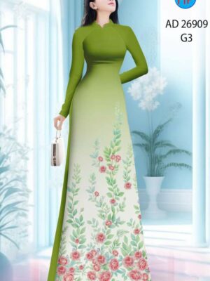 Vải Áo Dài Hoa Hồng AD 26909