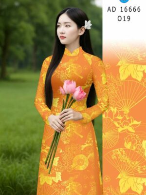 Vải Áo Dài Hoa In 3D AD 16666