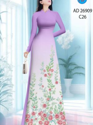 Vải Áo Dài Hoa Hồng AD 26909