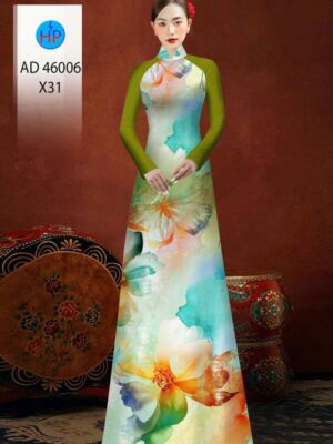 Vải Áo Dài Hoa In 3D AD 46006