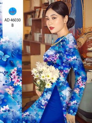 Vải Áo Dài Hoa In 3D AD 46030