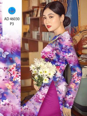 Vải Áo Dài Hoa In 3D AD 46030