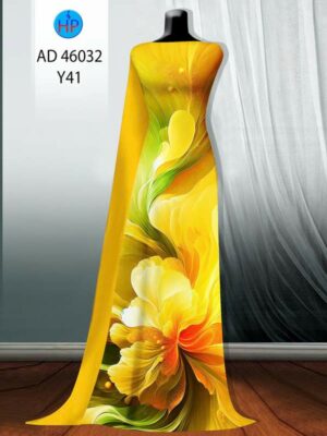 Vải Áo Dài Hoa In 3D AD 46032