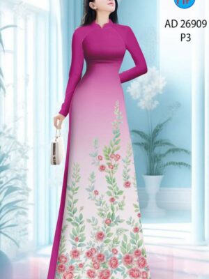 Vải Áo Dài Hoa Hồng AD 26909