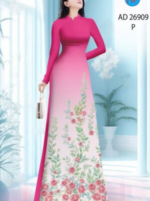 Vải Áo Dài Hoa Hồng AD 26909