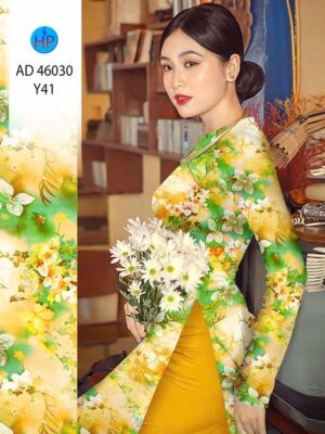 Vải Áo Dài Hoa In 3D AD 46030