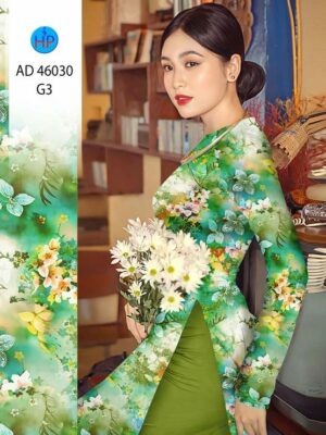 Vải Áo Dài Hoa In 3D AD 46030