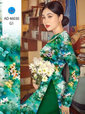 Vải Áo Dài Hoa In 3D AD 46030