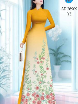 Vải Áo Dài Hoa Hồng AD 26909