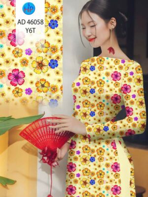 Vải Áo Dài Hoa In 3D AD 46058