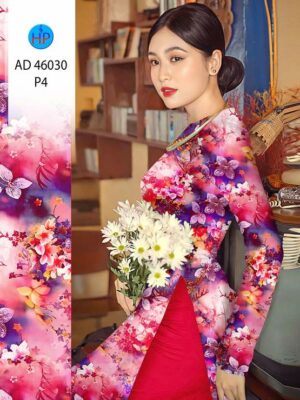 Vải Áo Dài Hoa In 3D AD 46030