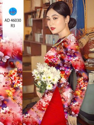 Vải Áo Dài Hoa In 3D AD 46030