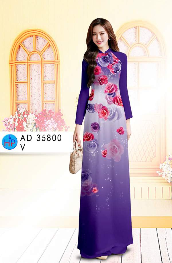 Vải Áo Dài Hoa Hồng AD 35800