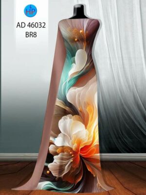 Vải Áo Dài Hoa In 3D AD 46032