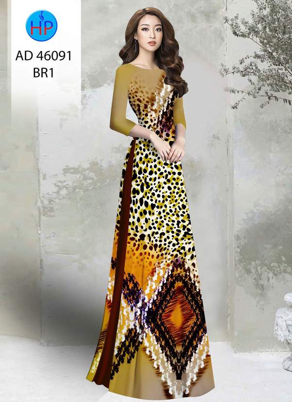 Vải Áo Dài Hoa In 3D AD 46091