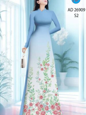 Vải Áo Dài Hoa Hồng AD 26909