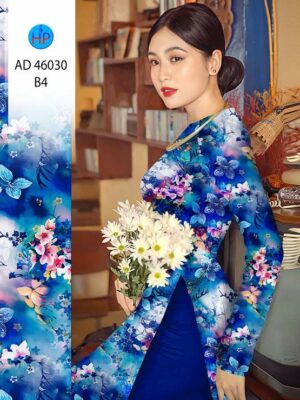 Vải Áo Dài Hoa In 3D AD 46030