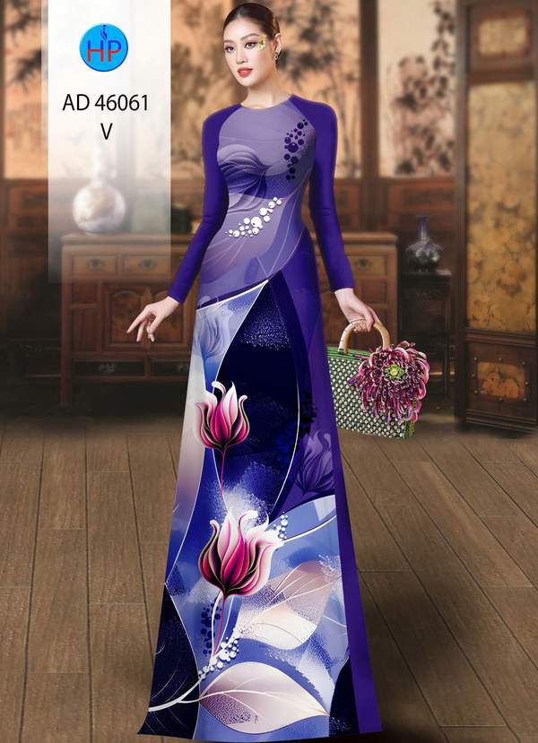 Vải Áo Dài Hoa In 3D AD 46061