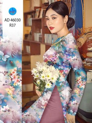 Vải Áo Dài Hoa In 3D AD 46030