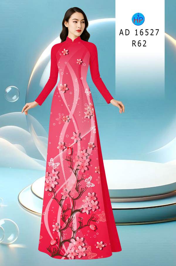 Vải Áo Dài Hoa In 3D AD 16527