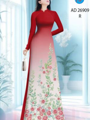 Vải Áo Dài Hoa Hồng AD 26909