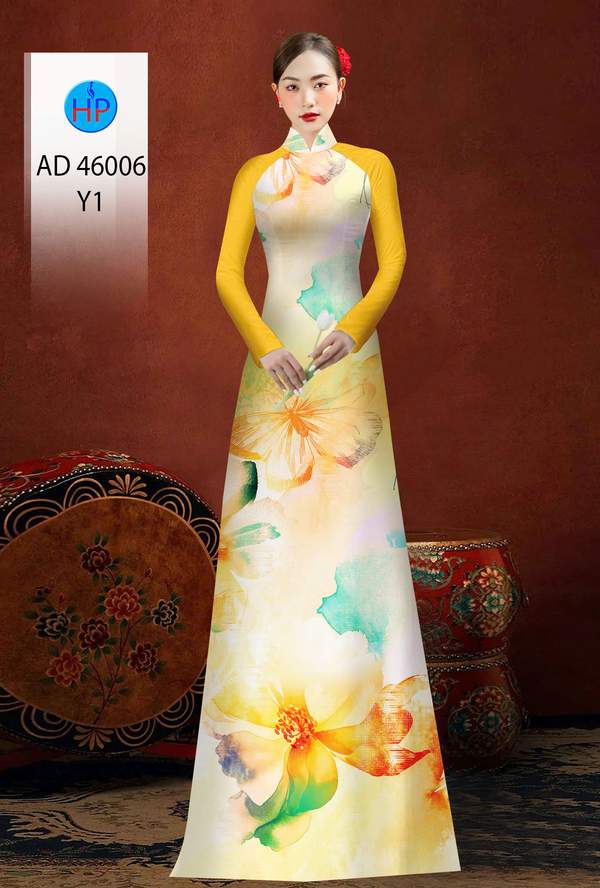 Vải Áo Dài Hoa In 3D AD 46006