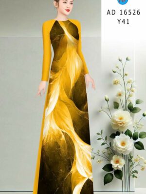 Vải Áo Dài Hoa In 3D AD 16526