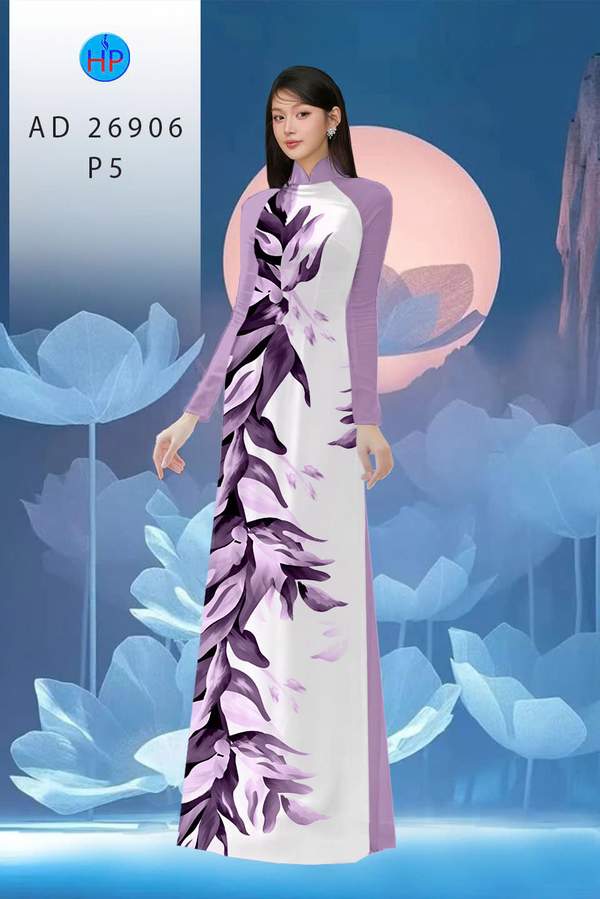 Vải Áo Dài Hoa In 3D AD 26906