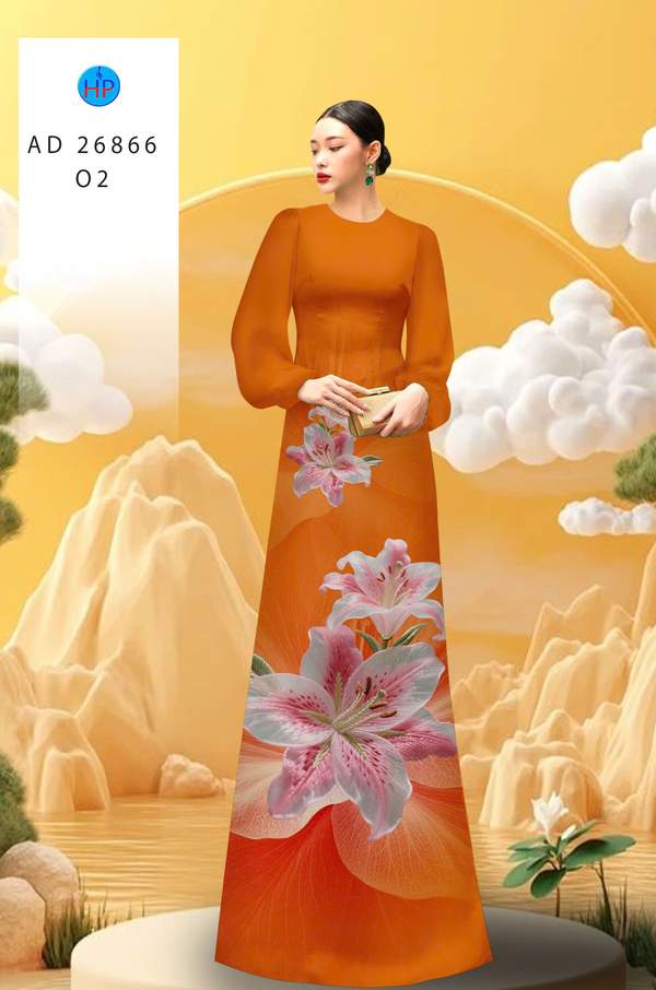 Vải Áo Dài Hoa Ly AD 26866