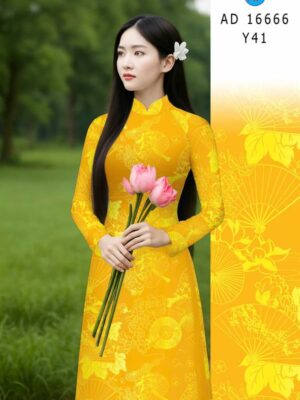 Vải Áo Dài Hoa In 3D AD 16666