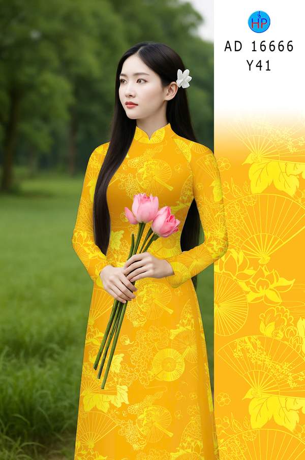 Vải Áo Dài Hoa In 3D AD 16666