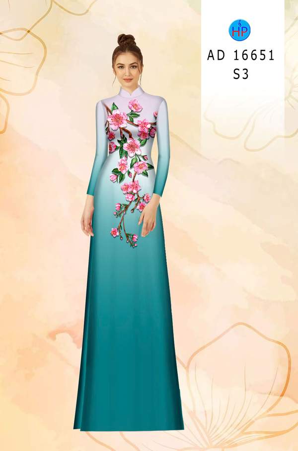 Vải Áo Dài Hoa In 3D AD 16651