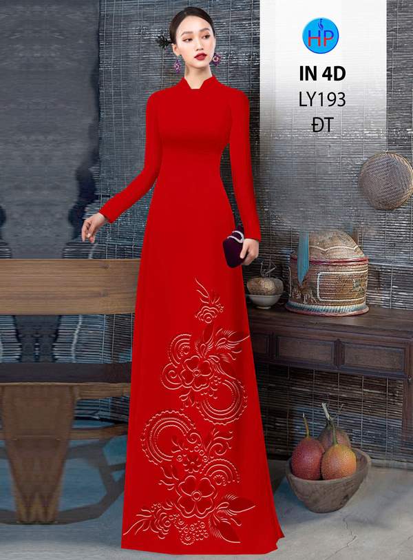 Vải Áo Dài Hoa In Chìm 4D AD LY193