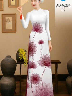 Vải Áo Dài Hoa Sen AD 46234