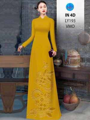 Vải Áo Dài Hoa In Chìm 4D AD LY193