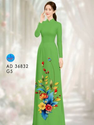 Vải Áo Dài Hoa In 3D AD 36832