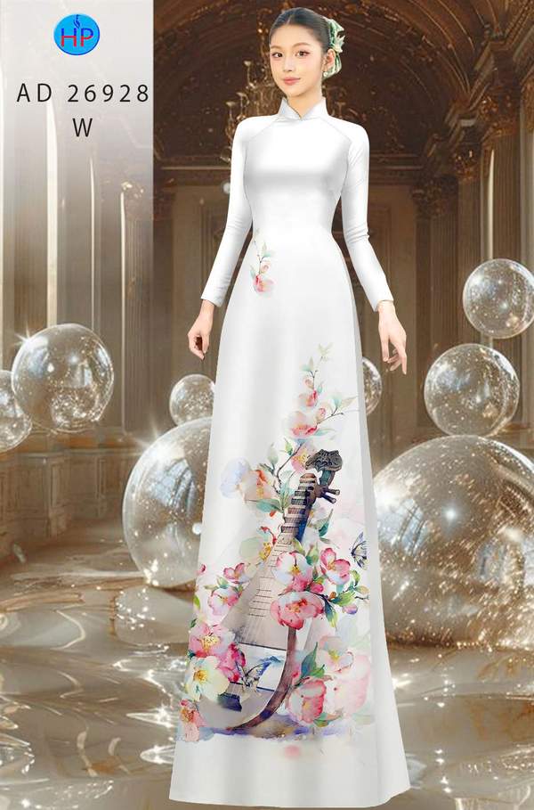 Vải Áo Dài Hoa In 3D AD 26928