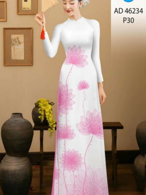 Vải Áo Dài Hoa Sen AD 46234