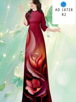 Vải Áo Dài Hoa In 3D AD 16728