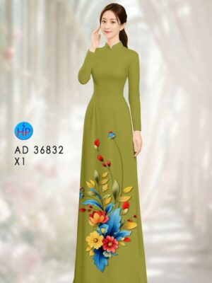 Vải Áo Dài Hoa In 3D AD 36832